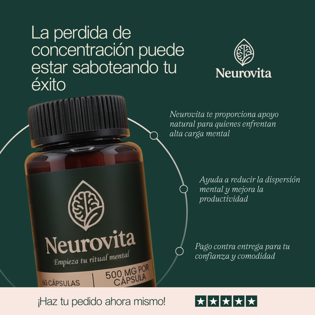 Neurovita | Concentración y Memoria | Suplemento Nootrópico Natural | L-Teanina y Melena de León